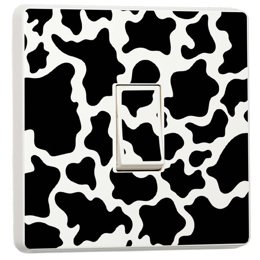 Cow Print light switch sticker for a compatible UK single switch
