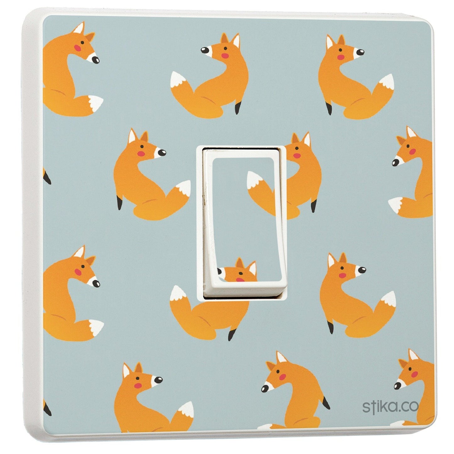 Fox Pattern light switch sticker for a compatible UK single switch