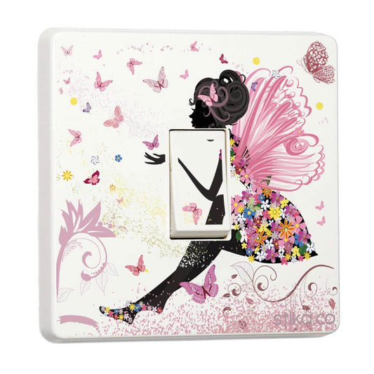 Fairy Pink Princess light switch sticker for a compatible UK single or double switch