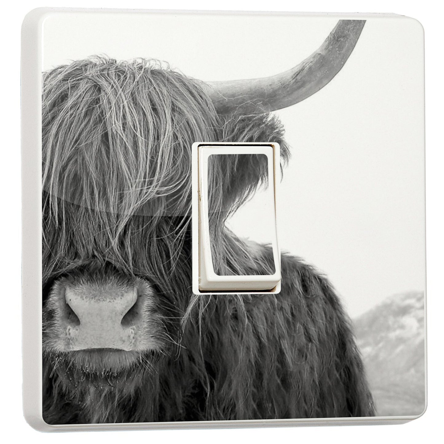 Highland Cow light switch sticker for a compatible UK single switch