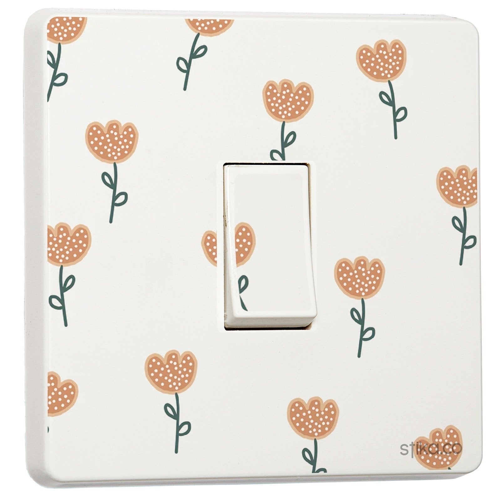 Orange Flower light switch sticker for a compatible UK single switch