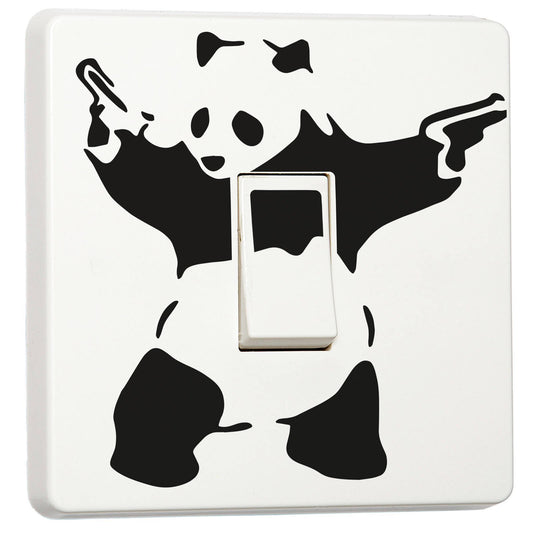 Banksy Panda light switch sticker for a compatible UK single or double switch