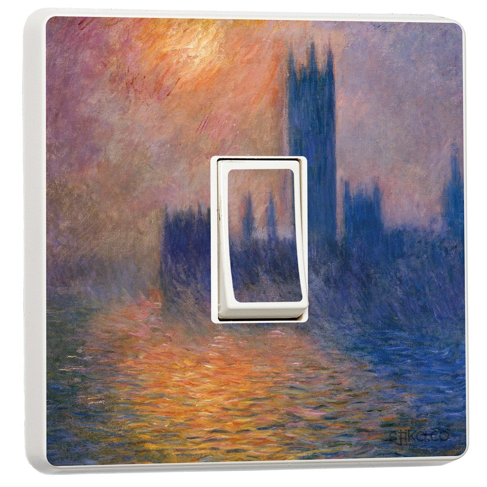 Monet Houses of Parliament light switch sticker for a compatible UK single switch