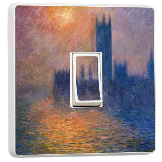 Monet Houses of Parliament light switch sticker for a compatible UK single switch