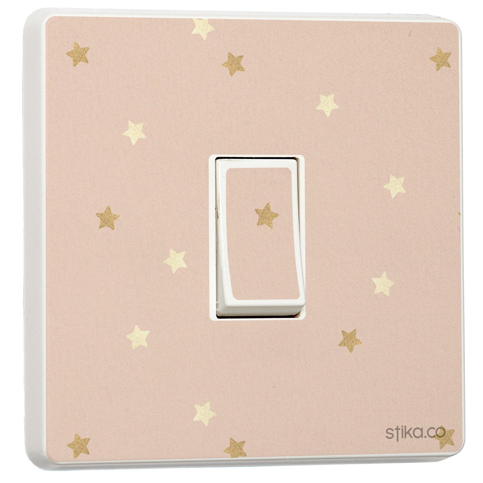 Pink Gold Star light switch sticker for a compatible UK single switch