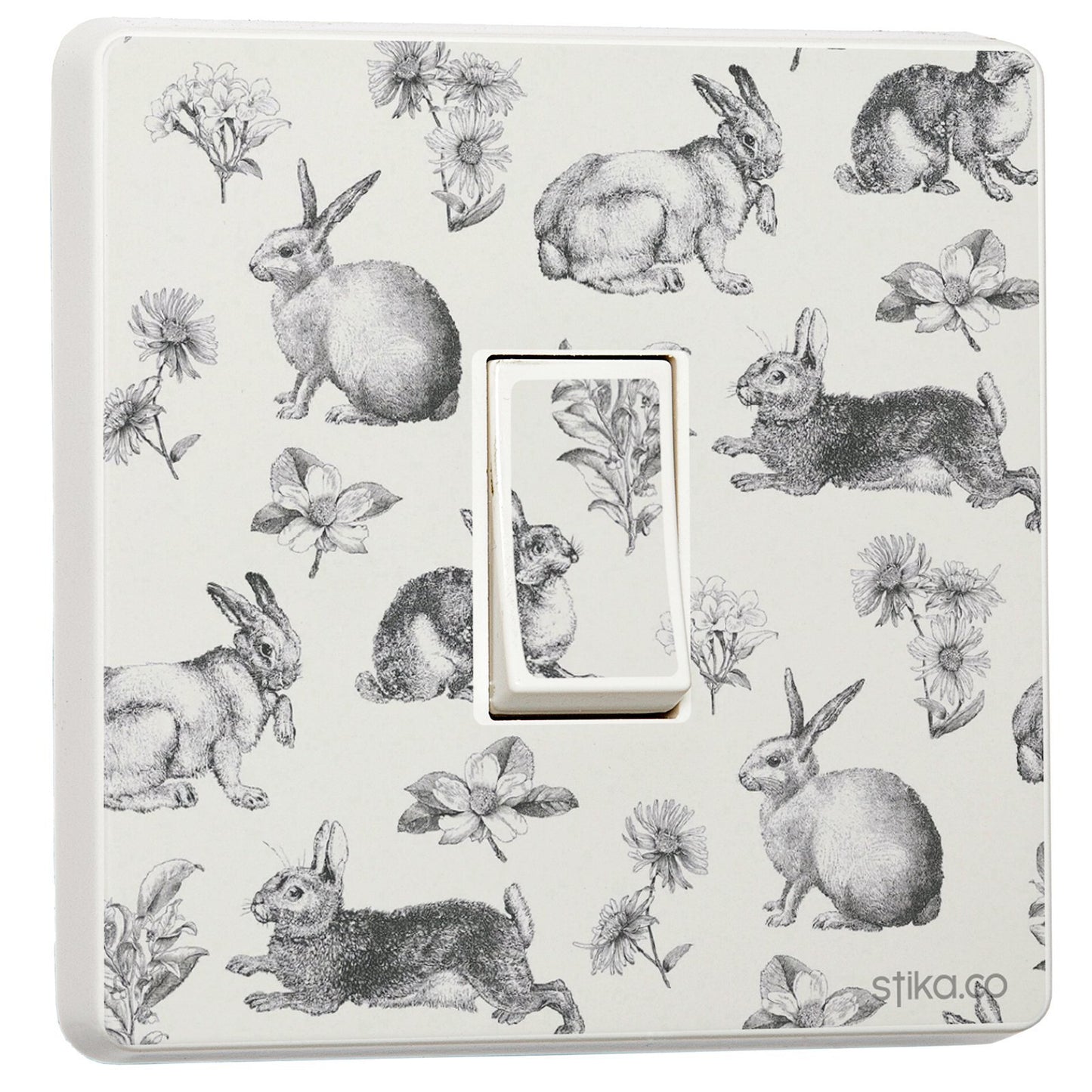 Vintage Bunny light switch sticker for a compatible UK single switch