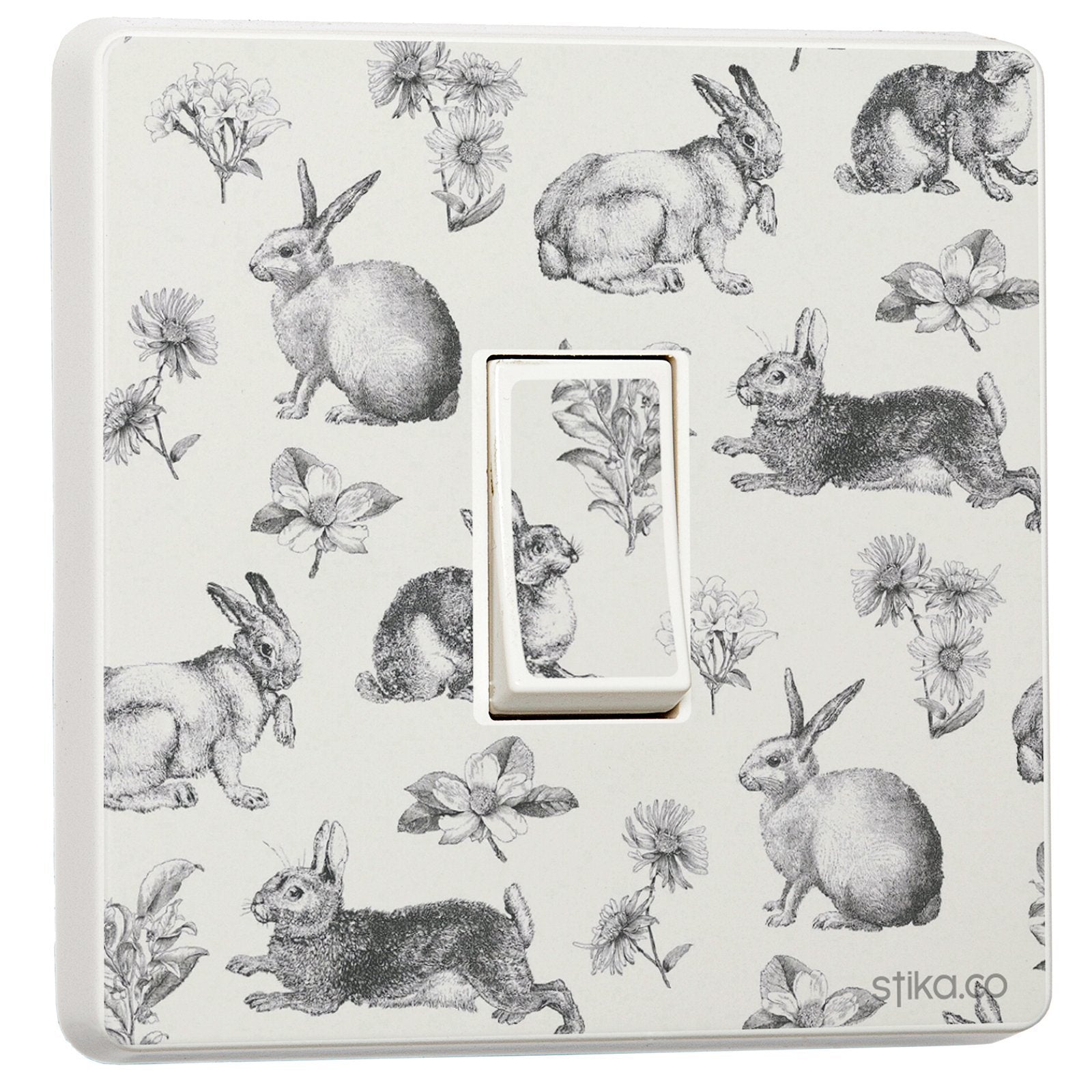 Vintage Bunny light switch sticker for a compatible UK single switch