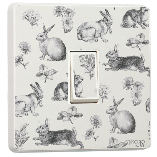 Vintage Bunny light switch sticker for a compatible UK single switch