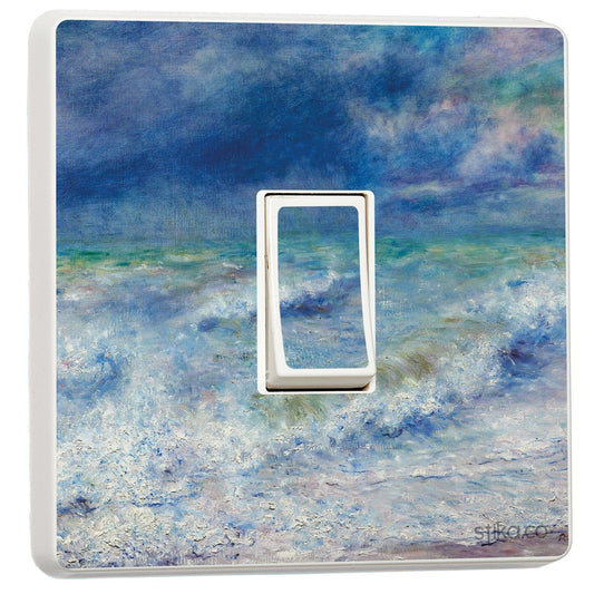 Seascape Art light switch sticker for a compatible UK single switch