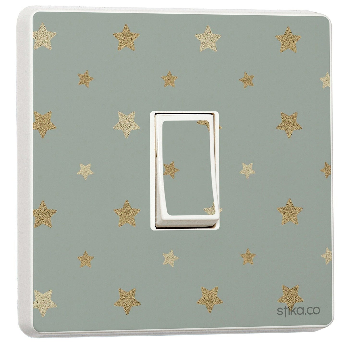 Teal Gold Star light switch sticker for a compatible UK single switch