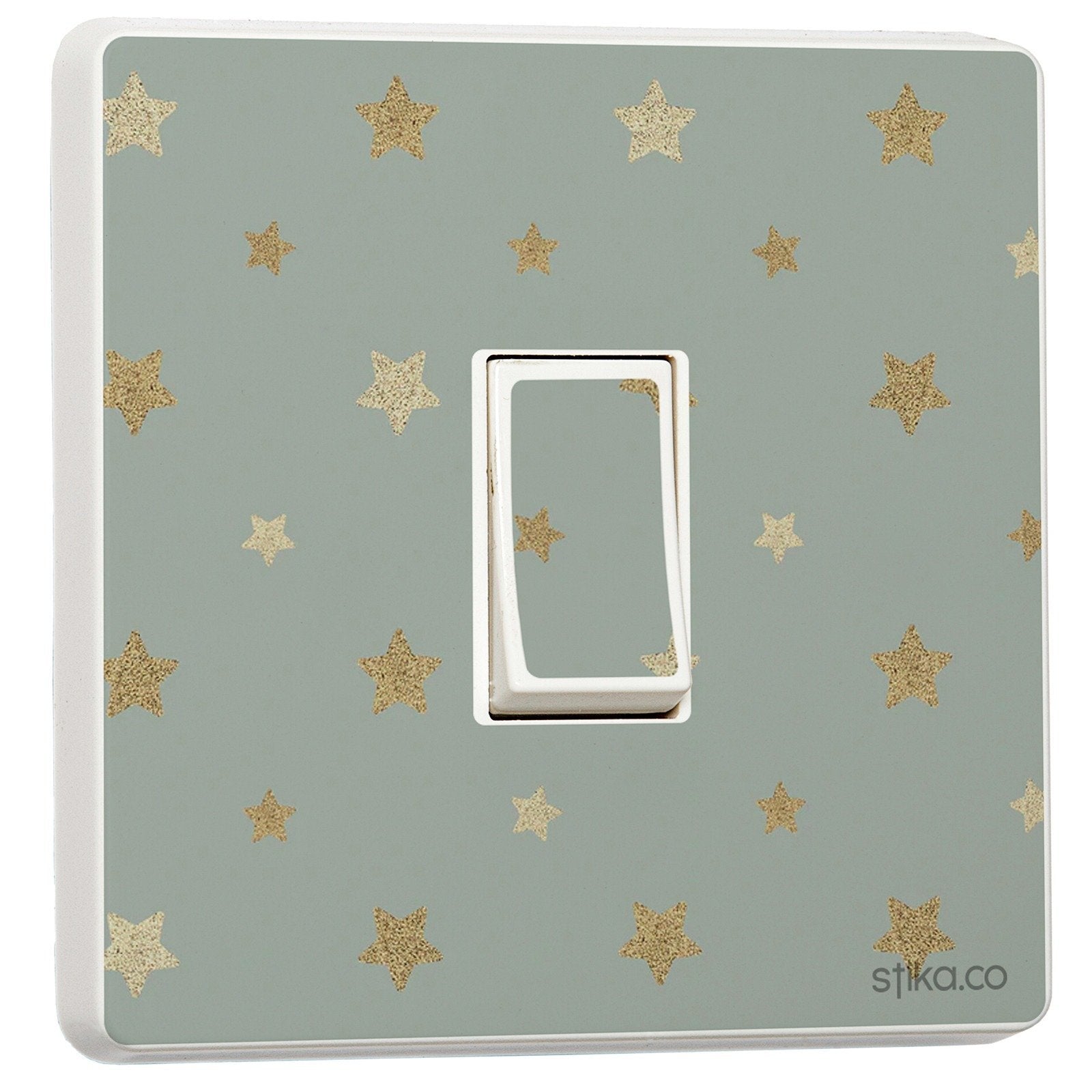 Teal Gold Star light switch sticker for a compatible UK single switch