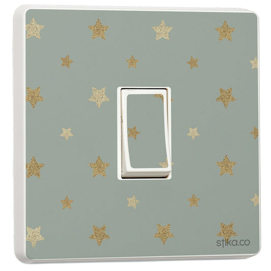 Teal Gold Star light switch sticker for a compatible UK single switch