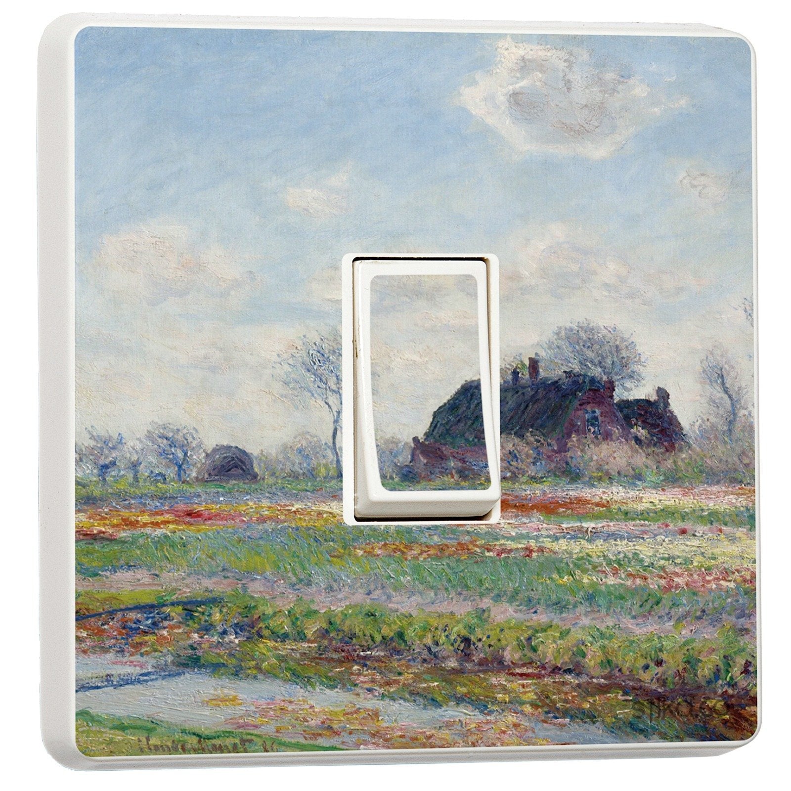 Claude Monet Tulip Fields light switch sticker for a compatible UK single switch