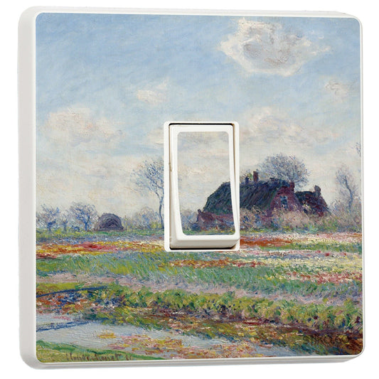 Claude Monet Tulip Fields light switch sticker for a compatible UK single switch