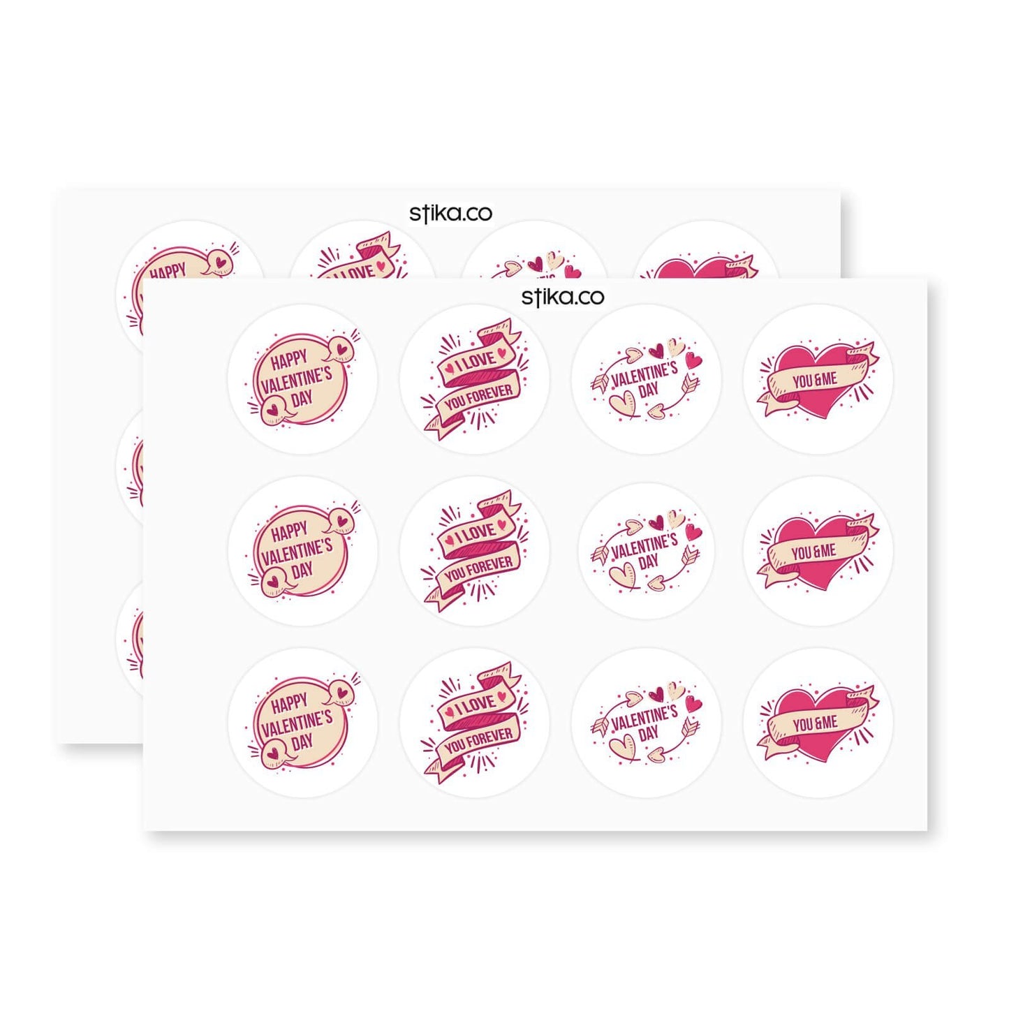 Happy Valentine's Day paper stickers supplied on A5 sheets of 12 - view 5