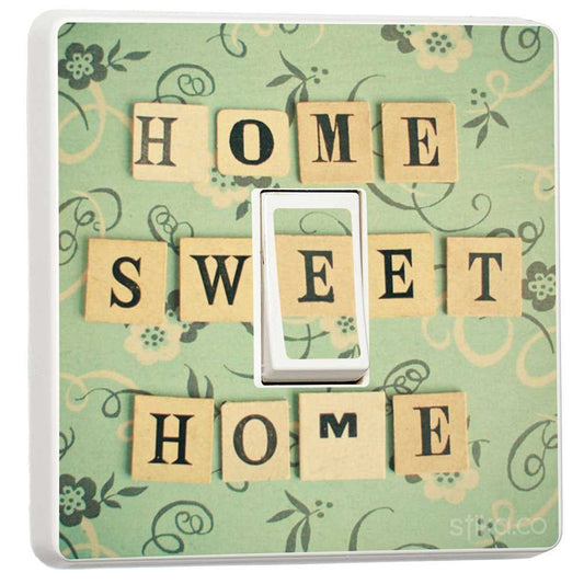 Home Sweet Home light switch sticker for a compatible UK single or double switch