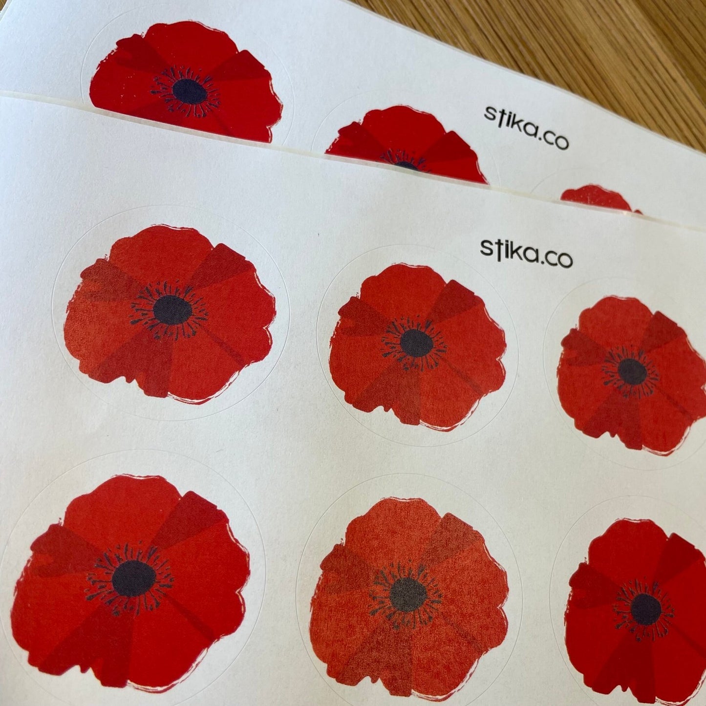 Red Poppy paper stickers supplied on A5 sheets of 12 - view 19