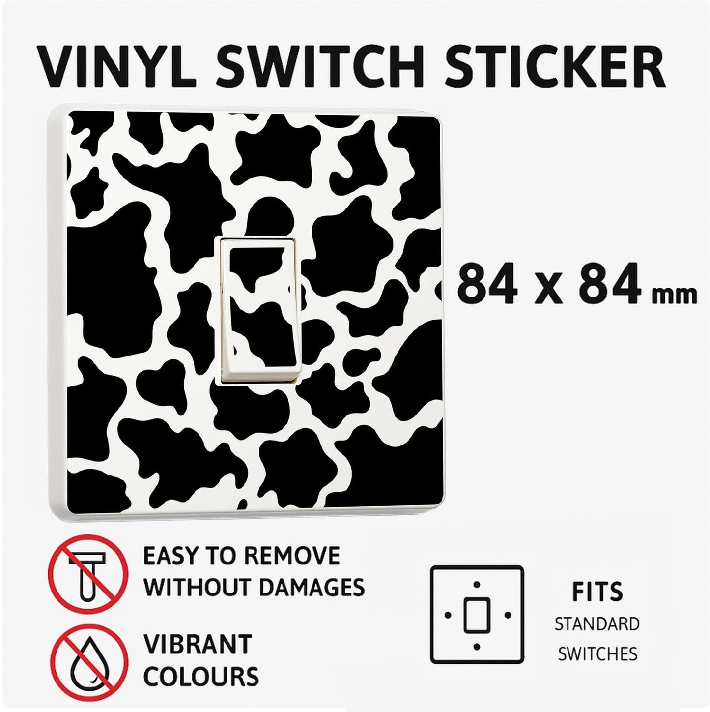 Set of 2 Cow Print self-adhesive vinyl switch cover decals
