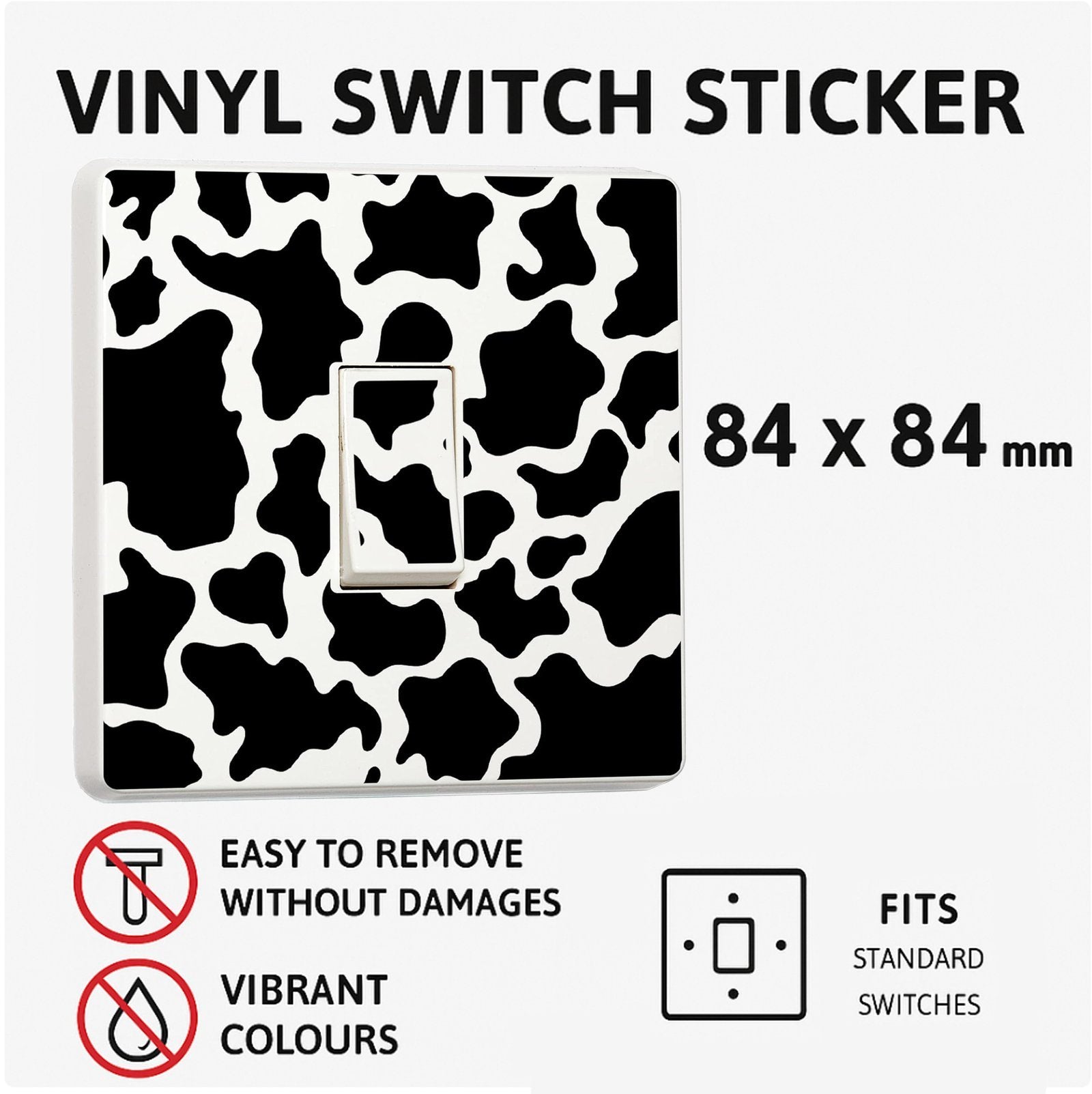 Set of 2 Cow Print self-adhesive vinyl switch cover decals