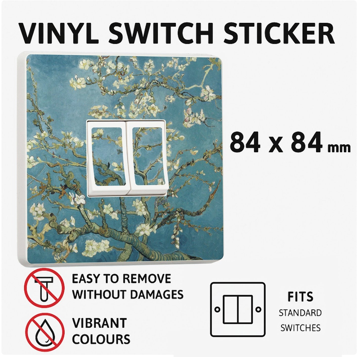 Van Gogh Blossom decorative light switch cover sticker design