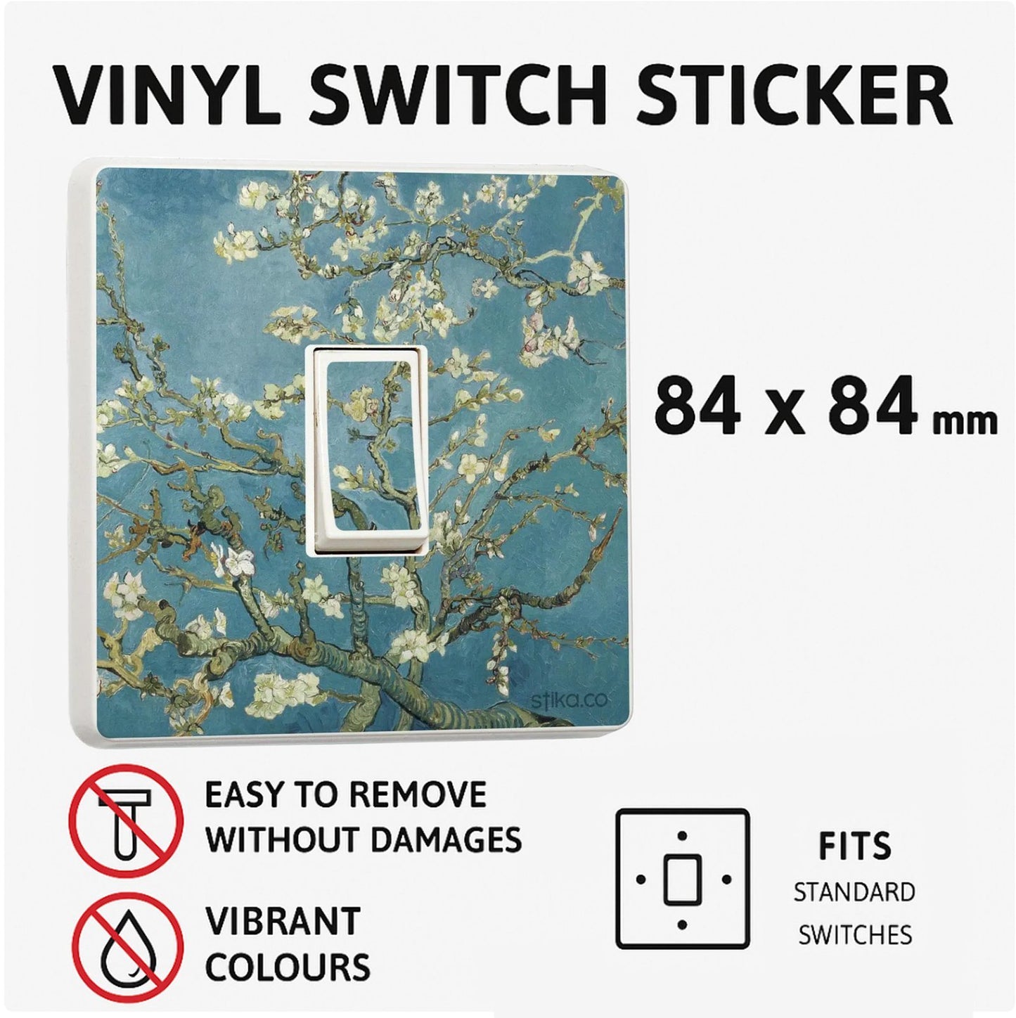 Set of 2 Van Gogh Blossom self-adhesive vinyl switch cover decals
