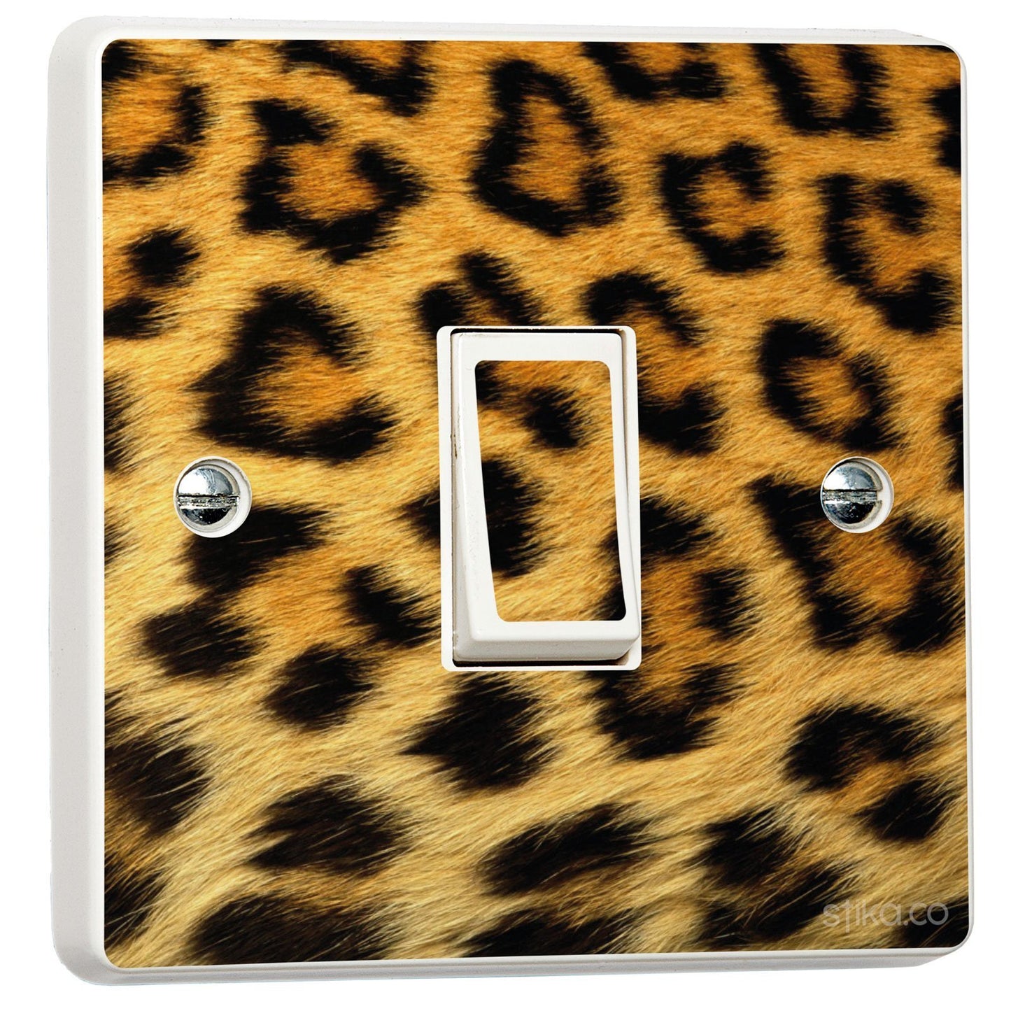 Leopard Print light switch sticker for a compatible UK single switch