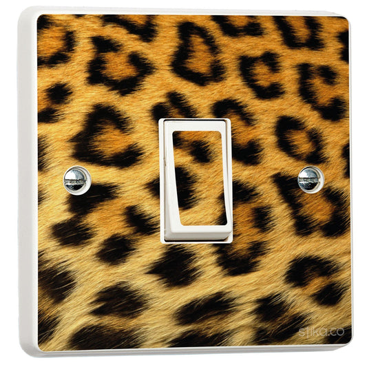 Leopard Print light switch sticker for a compatible UK single switch