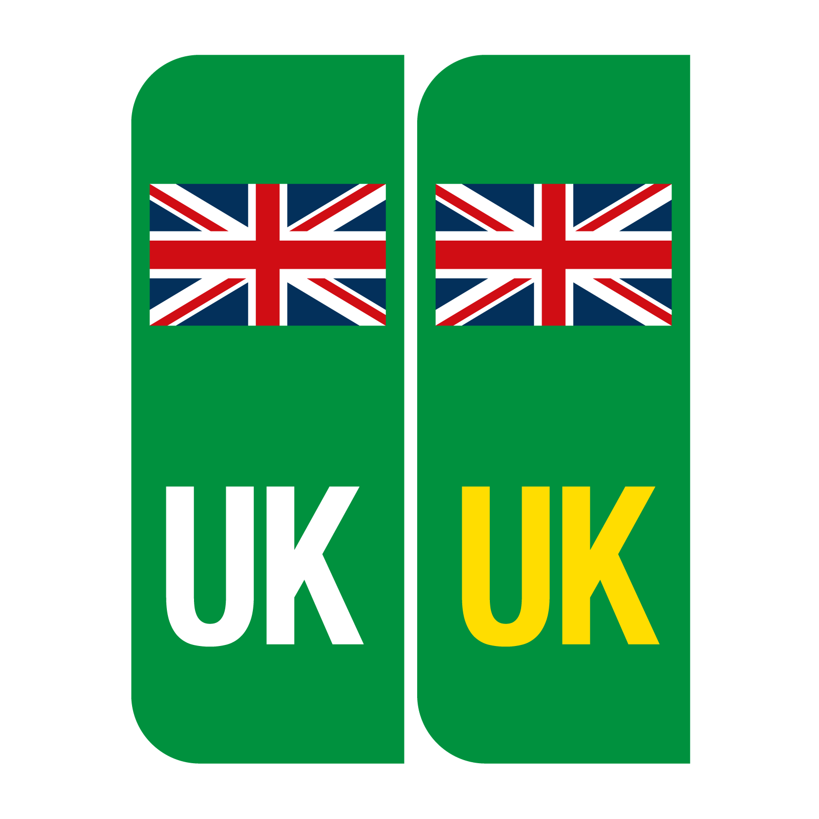 Green UK electric vehicle number plate sticker and oval decal