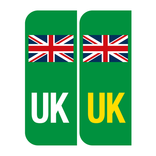 Green UK electric vehicle number plate sticker and oval decal