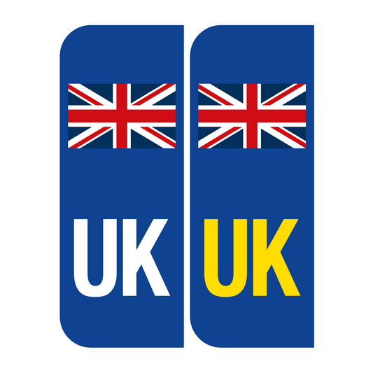 UK number plate stickers with United Kingdom Union Jack flag
