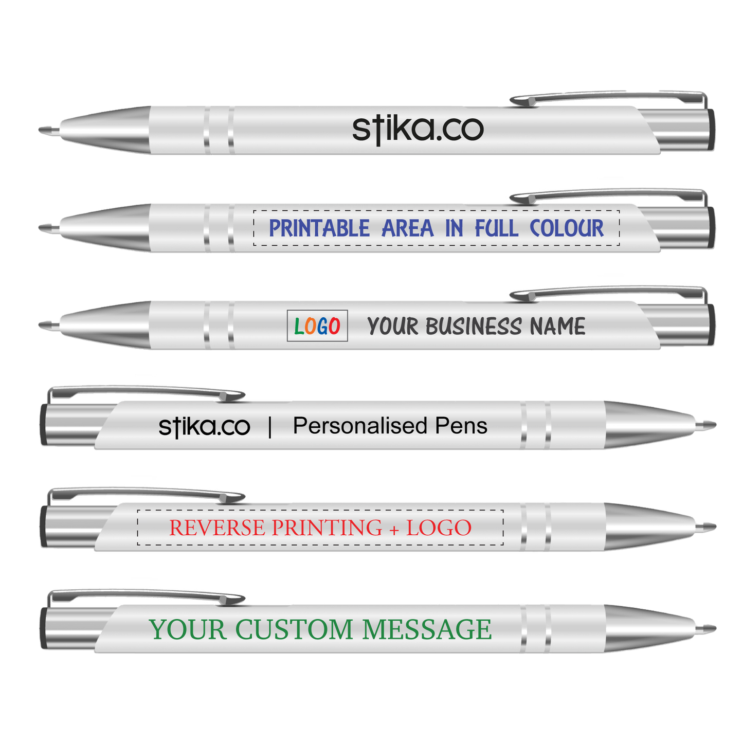 Personalised Electra Metal Pen custom printed with a business logo