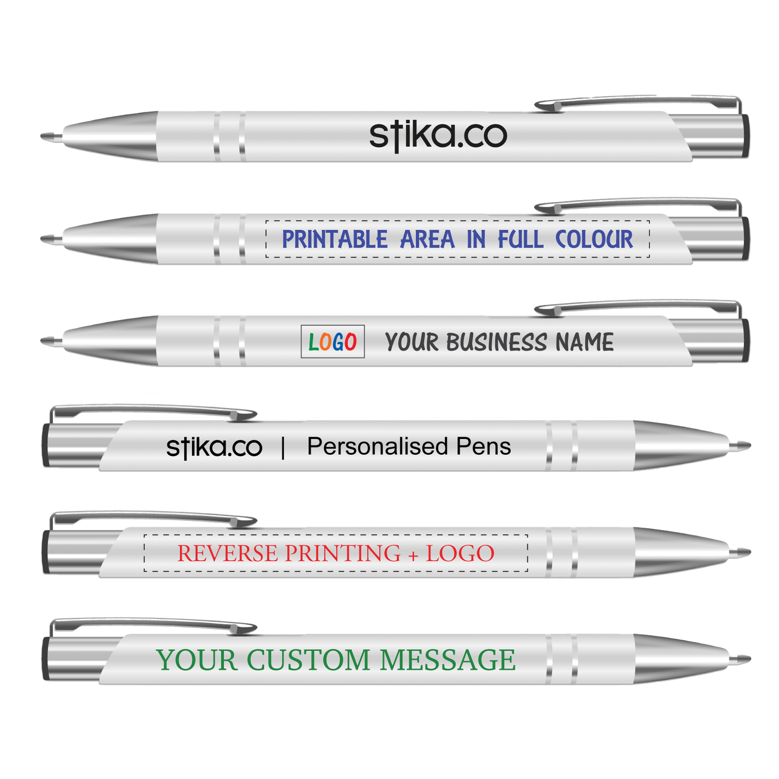 Personalised Electra Metal Pen custom printed with a business logo