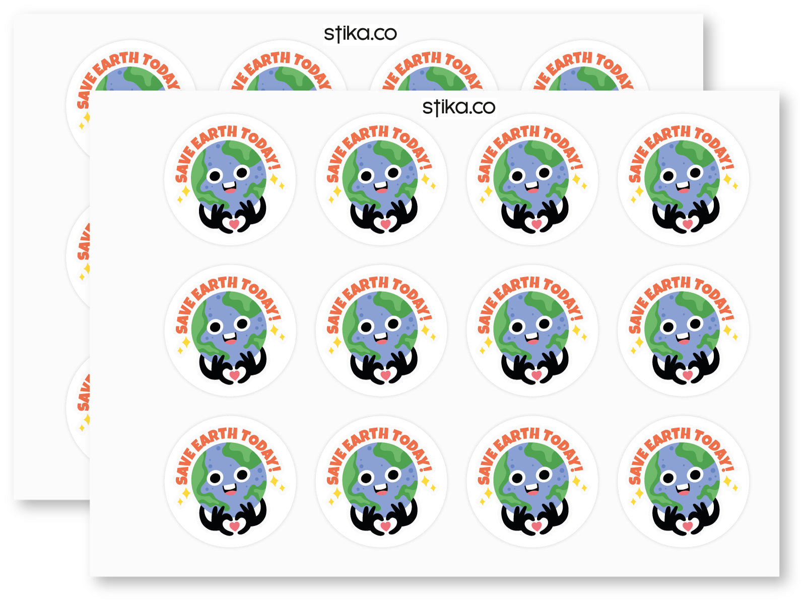 Save the Earth Today paper stickers supplied on A5 sheets of 12 - view 2