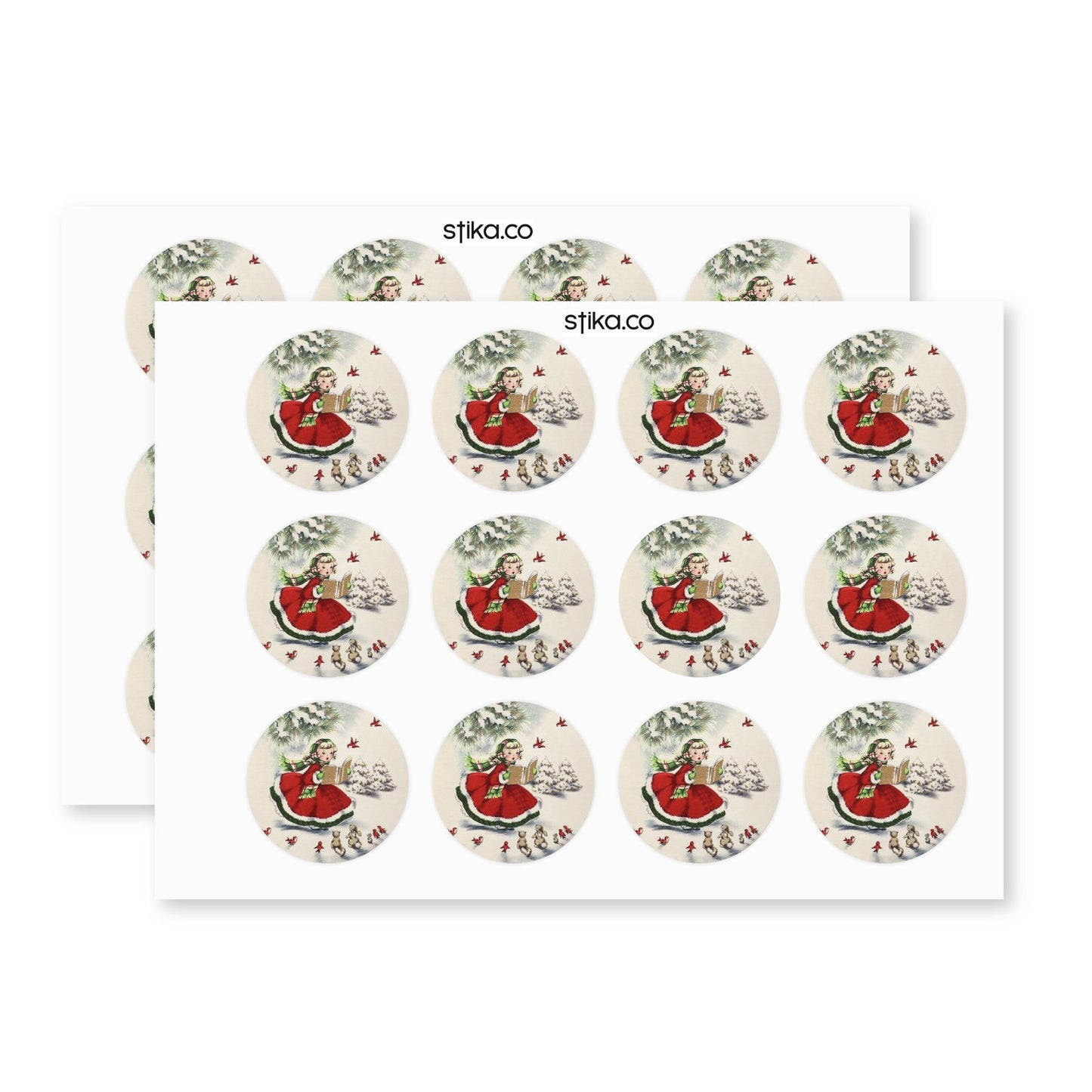 Vintage Christmas Caroller paper stickers supplied on A5 sheets of 12 - view 10