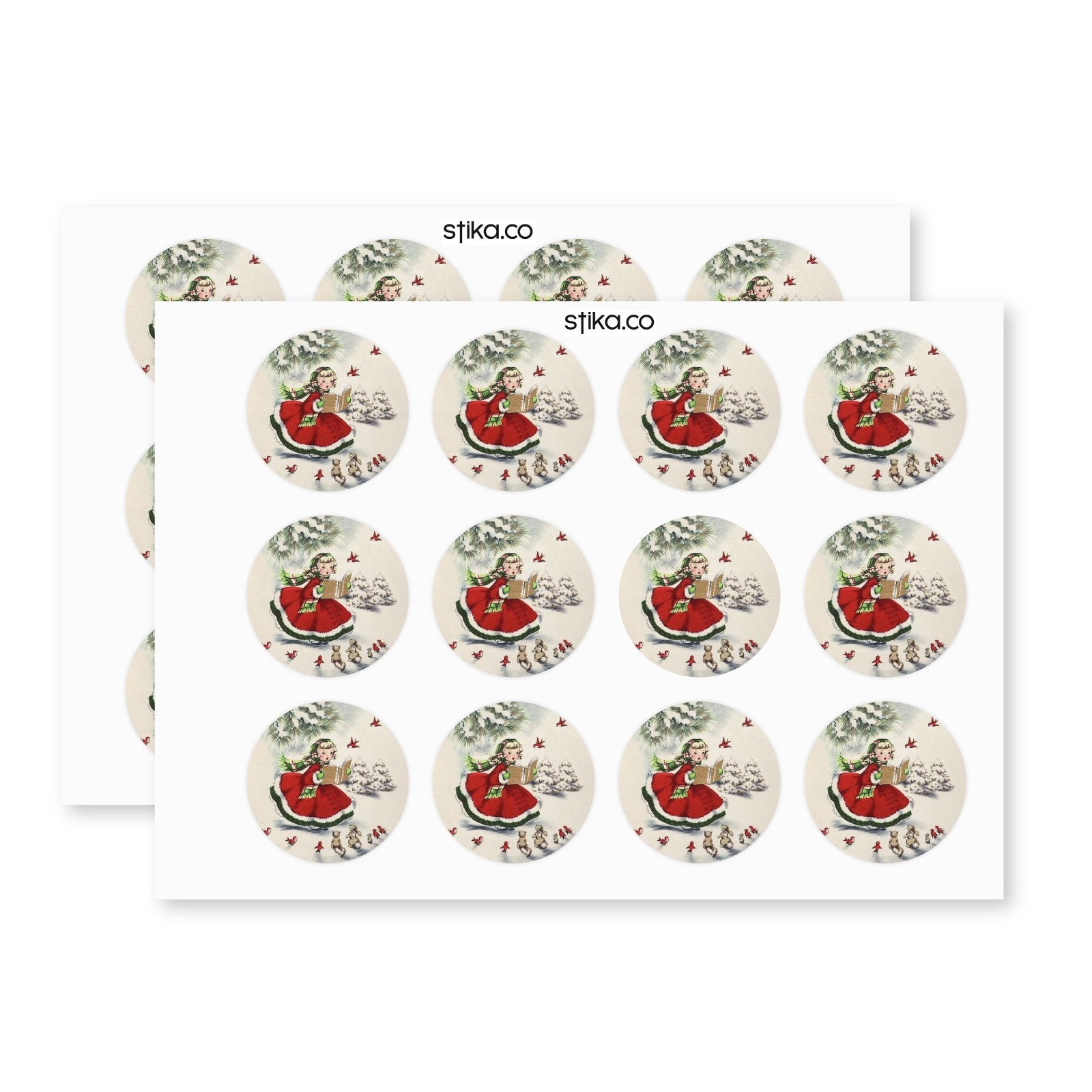 Vintage Christmas Caroller paper stickers supplied on A5 sheets of 12 - view 10