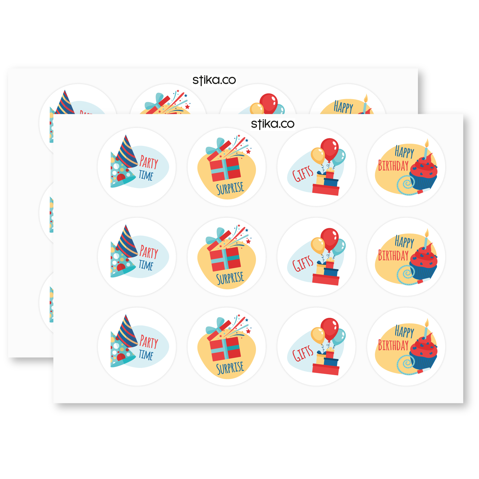 PARTY Happy Birthday 40mm round self-adhesive paper labels