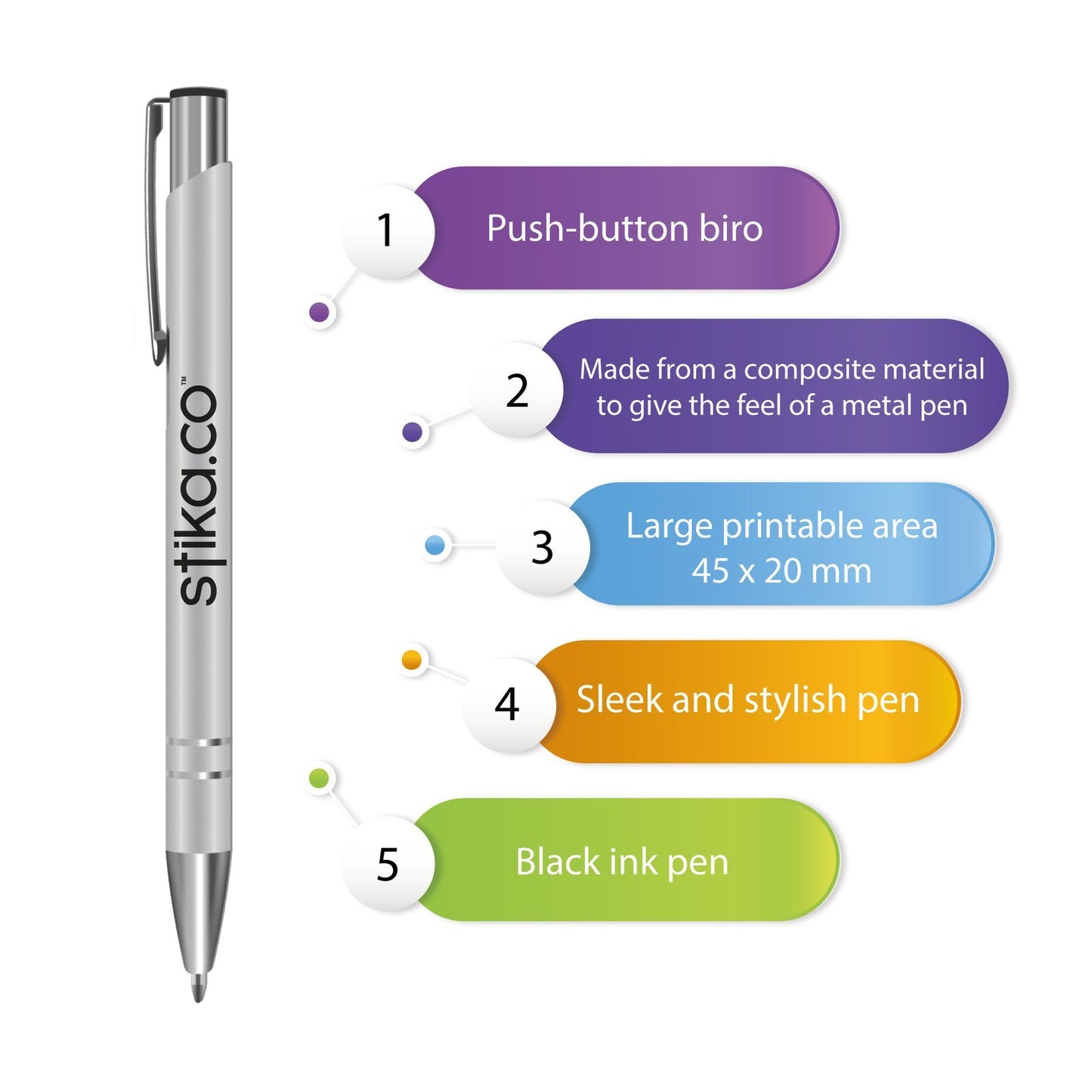 Personalised Electra Metal Pen custom printed with a business logo