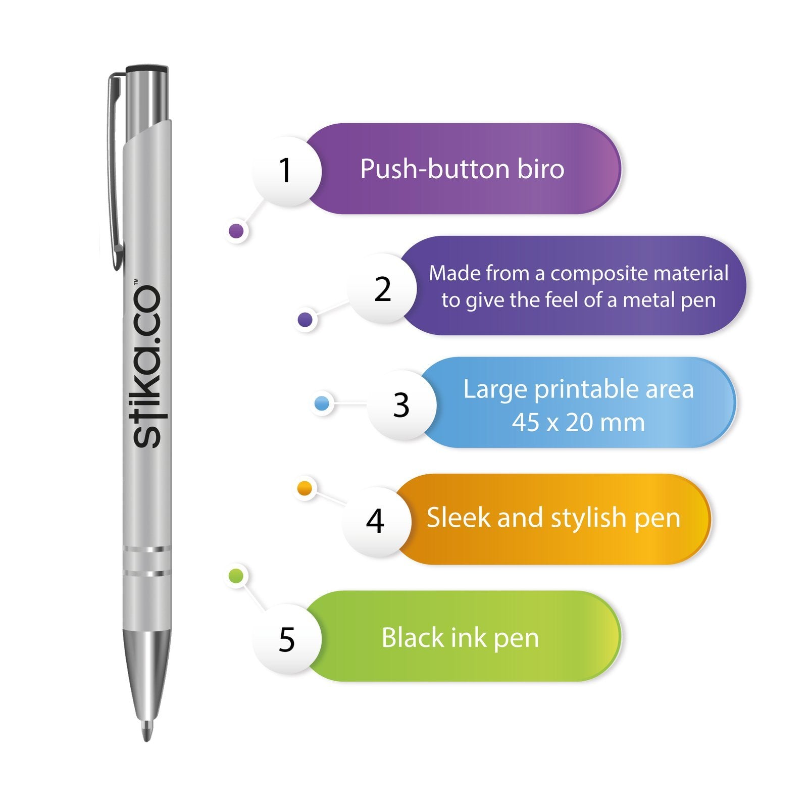 Personalised Electra Metal Pen custom printed with a business logo