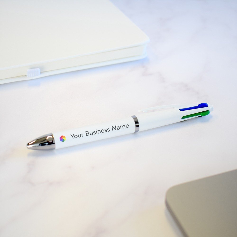 Personalised Quatro Four-Colour Pen custom printed with a business logo