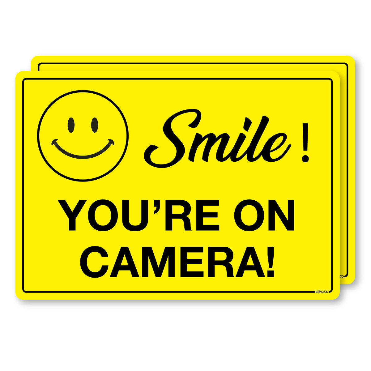 Set of 2 Smile, you are on camera Safety Sign, Indoor/Outdoor Signs