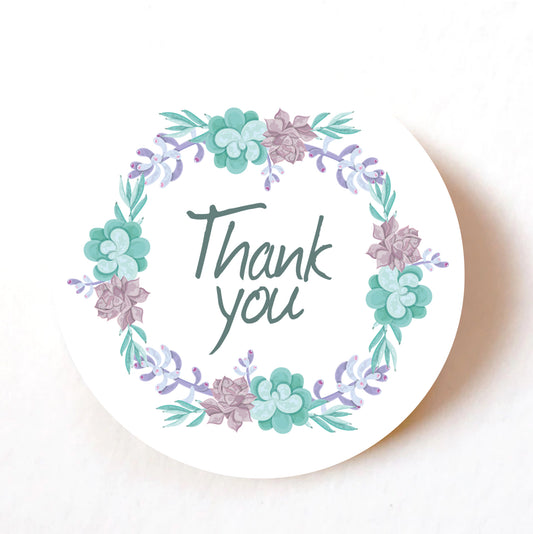 Wreath Thank You 40mm round self-adhesive paper labels
