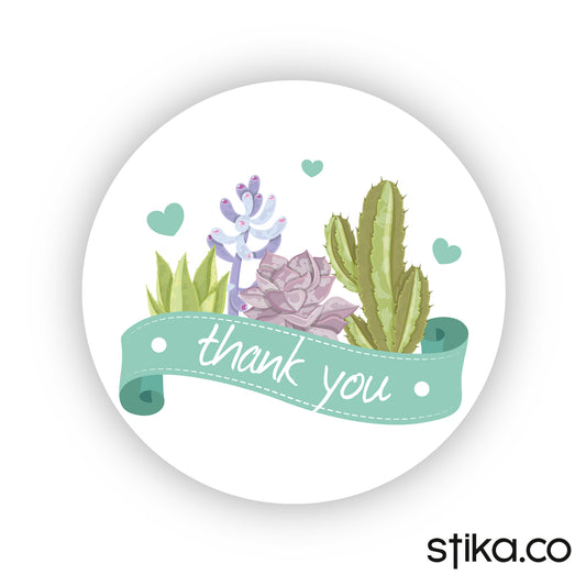 Thank You Succulent 40mm round self-adhesive paper labels