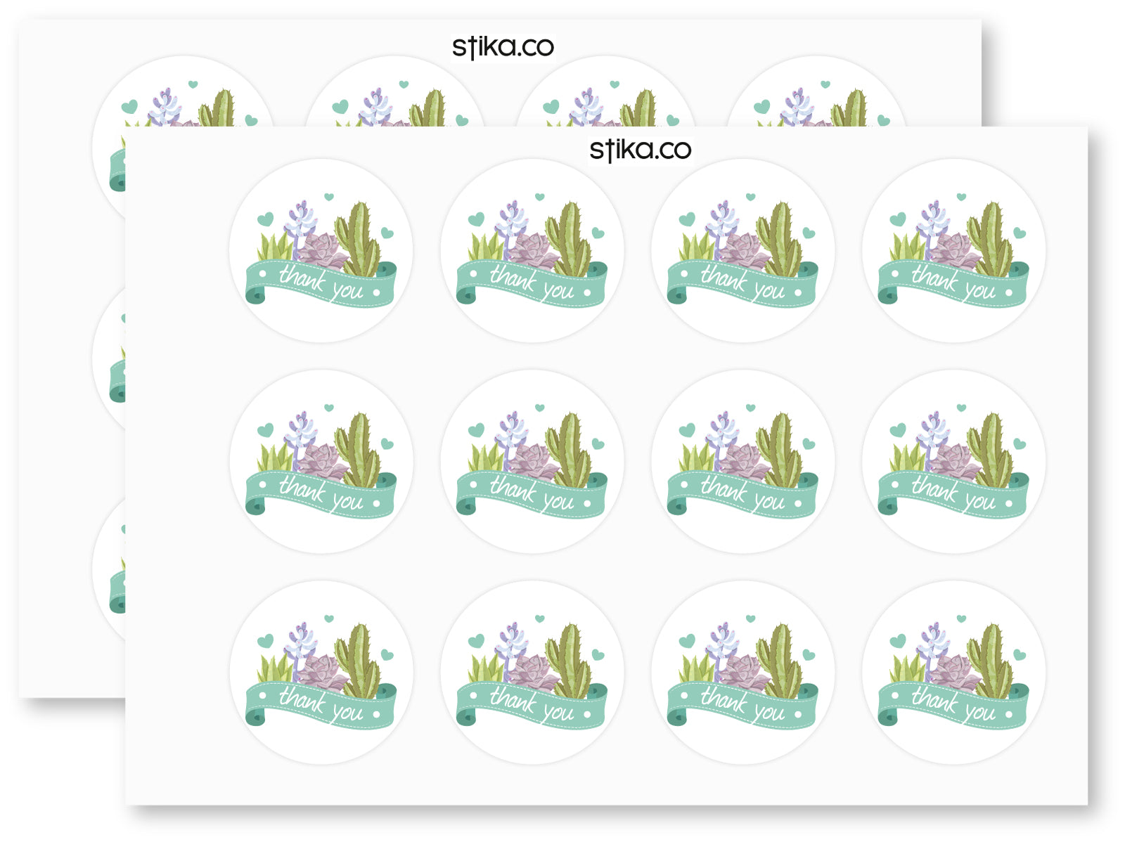 Thank You Succulent paper stickers supplied on A5 sheets of 12 - view 2