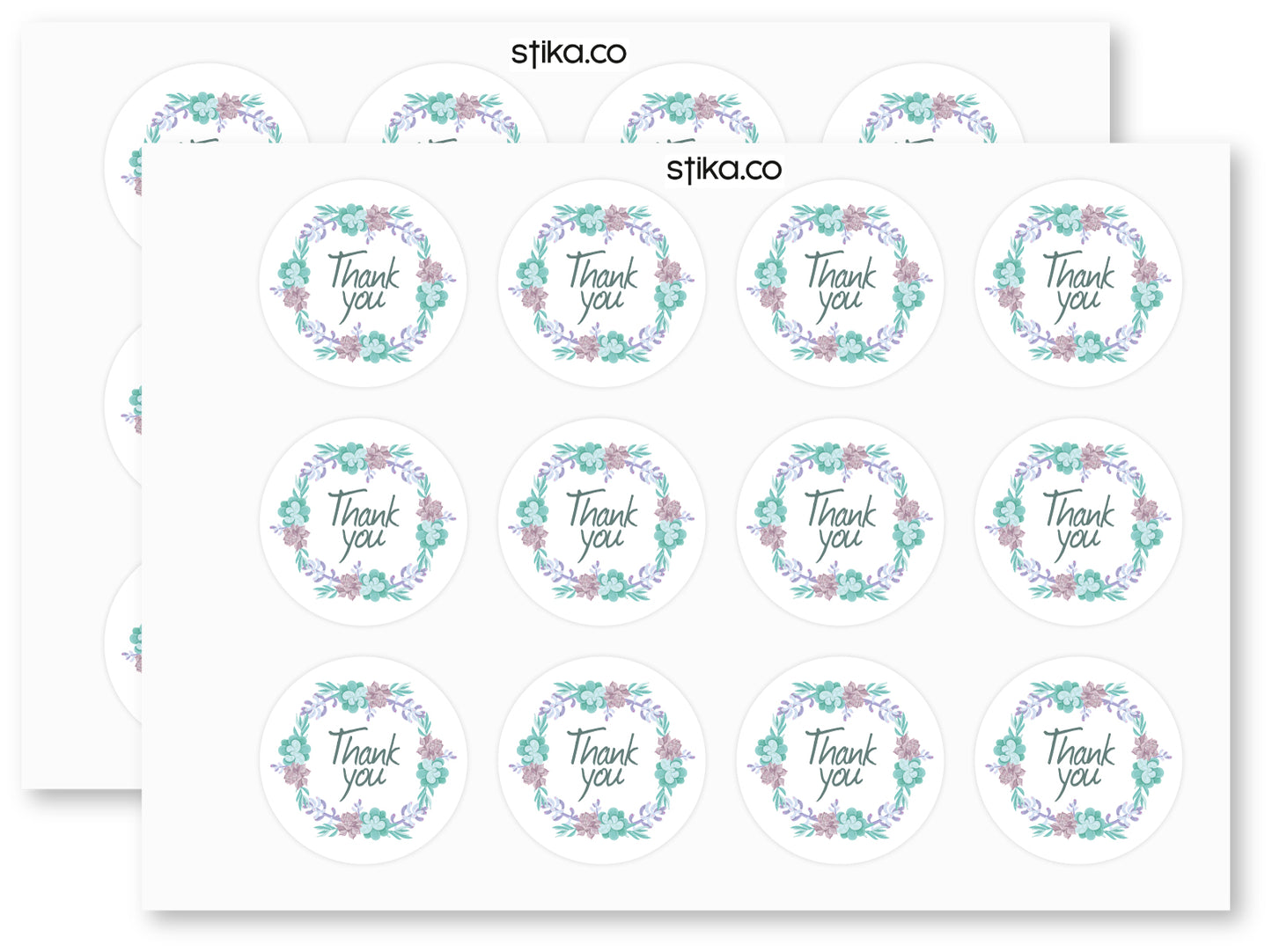 Wreath Thank You paper stickers supplied on A5 sheets of 12 - view 2
