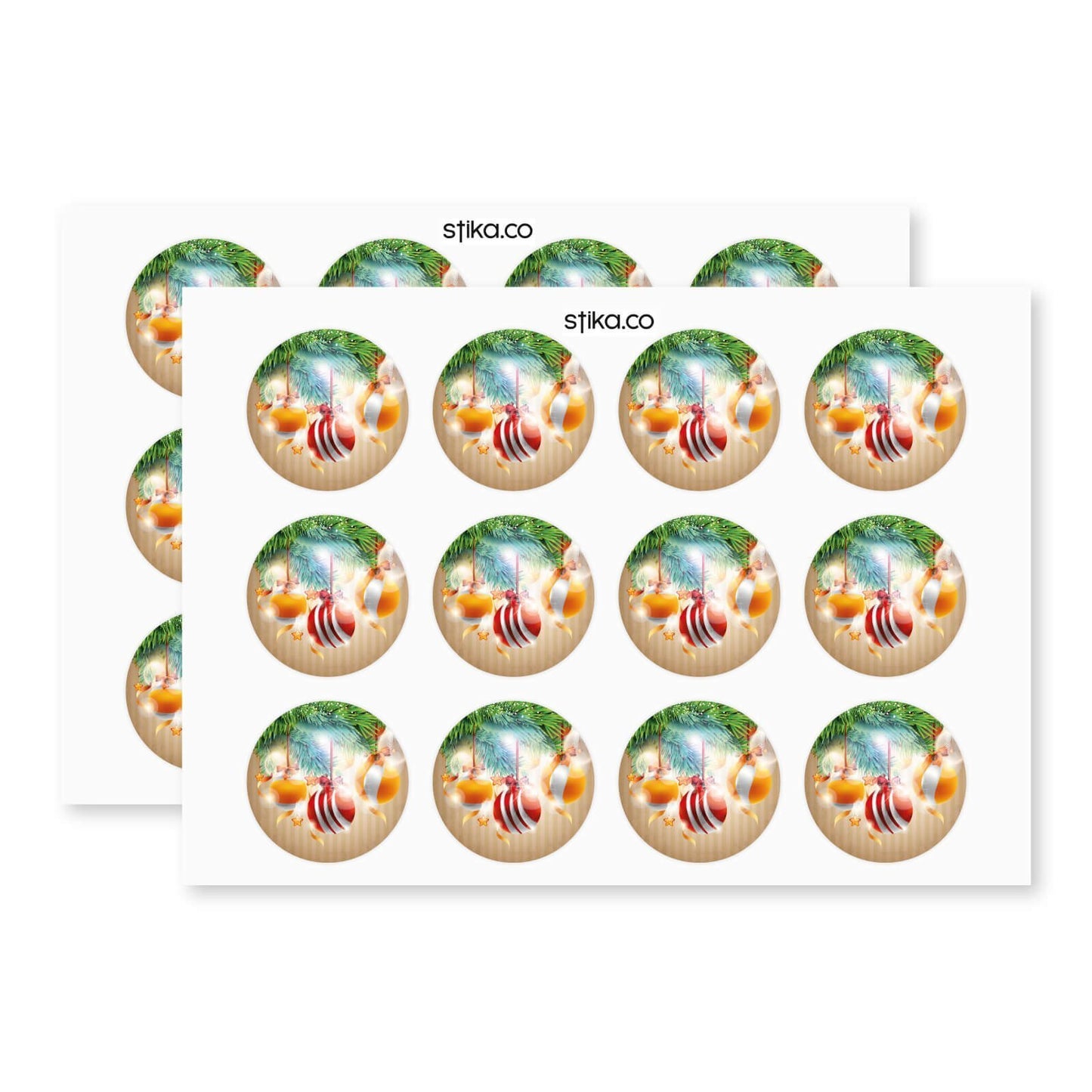 Christmas Decorations paper stickers supplied on A5 sheets of 12 - view 3