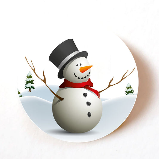 Snowman 40mm round self-adhesive paper labels