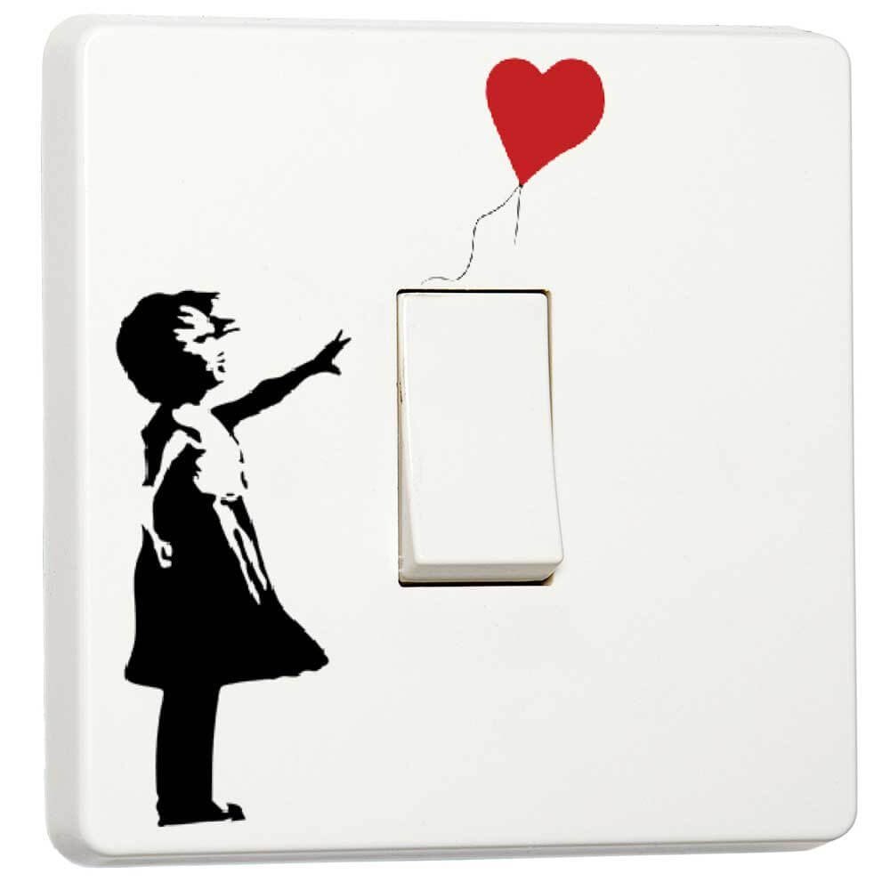 Banksy Girl with Balloon light switch sticker for a compatible UK single switch