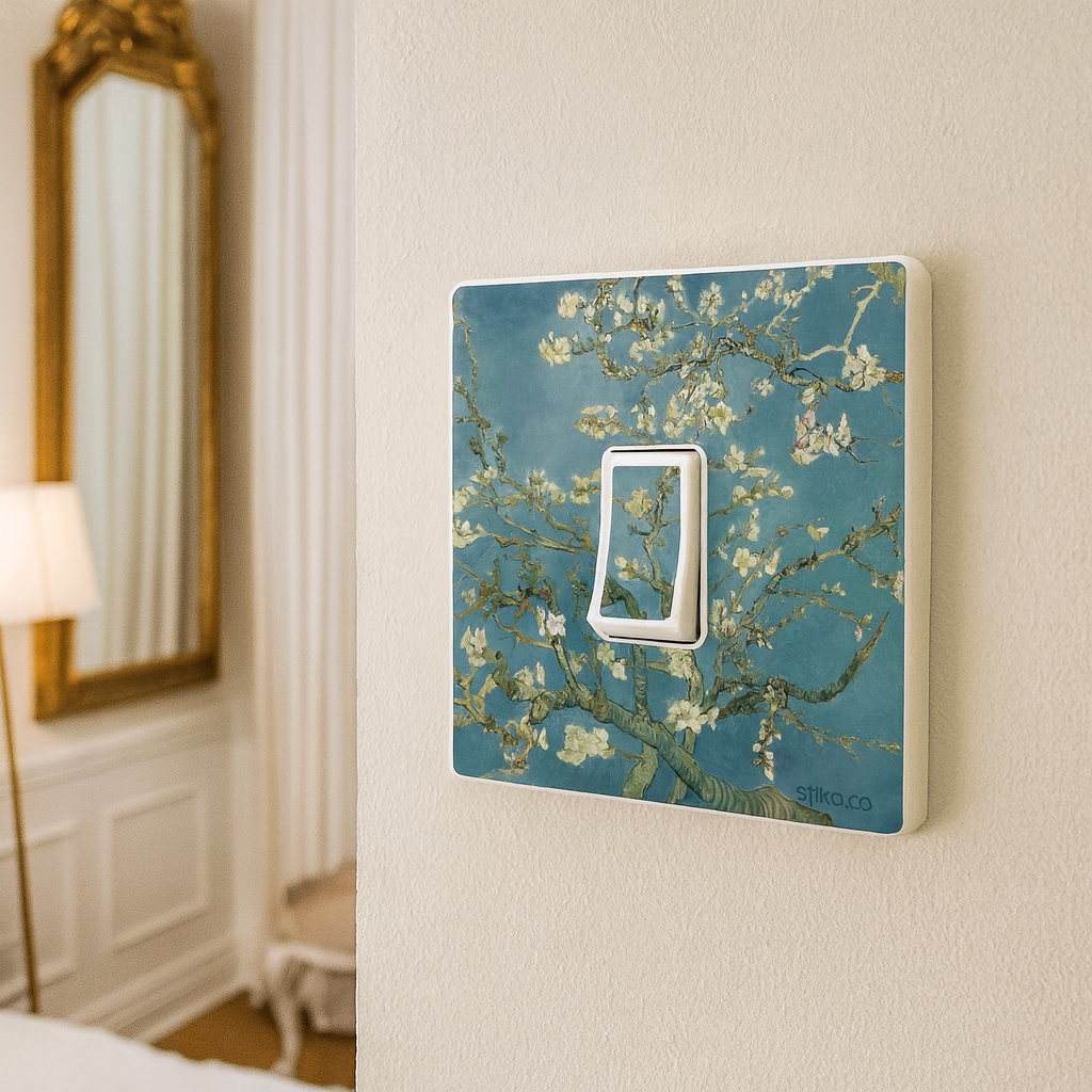 Van Gogh Blossom vinyl switch surround decal for home decor