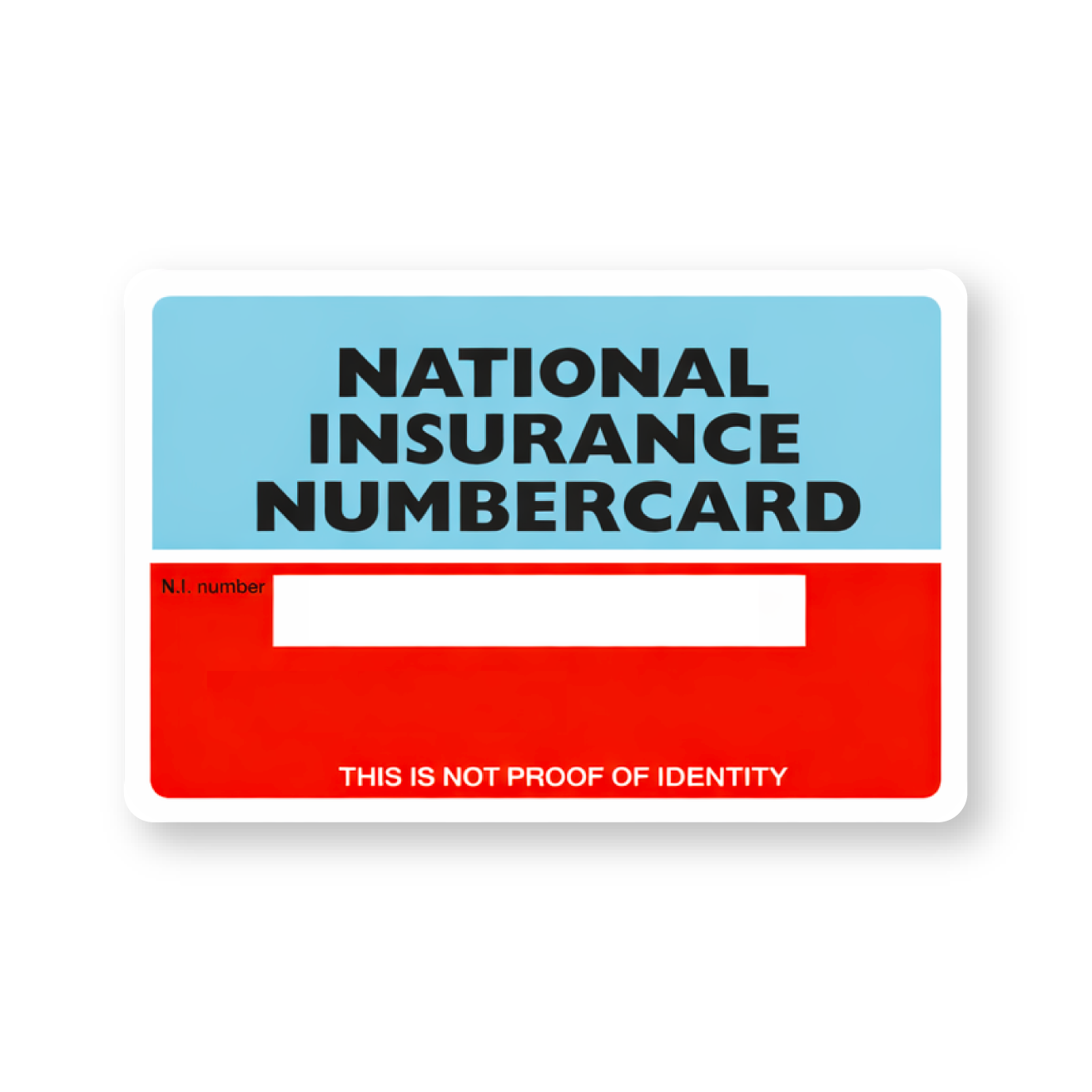 Personalised National Insurance Number Reminder Card
