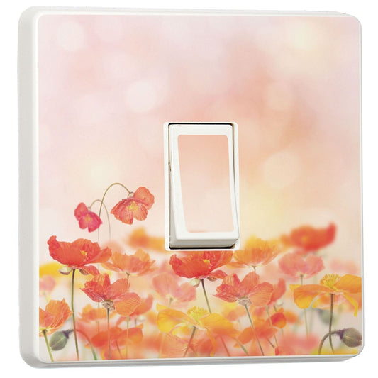 Poppy Blossom light switch sticker for a compatible UK single switch